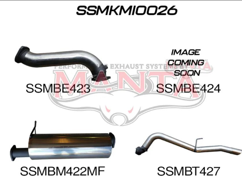 Three exhaust pipes, each with unique designs and shapes, are shown in the image.