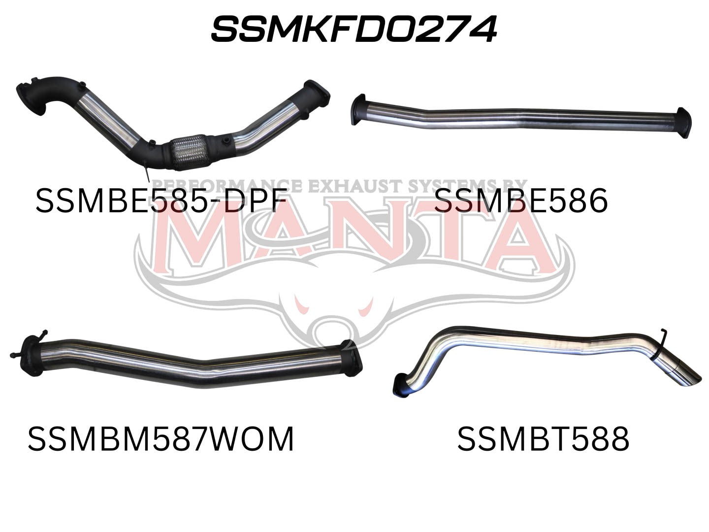 Ford Ranger Manta Turbo Back Exhaust (3.2L PX2/PX3 2016+)