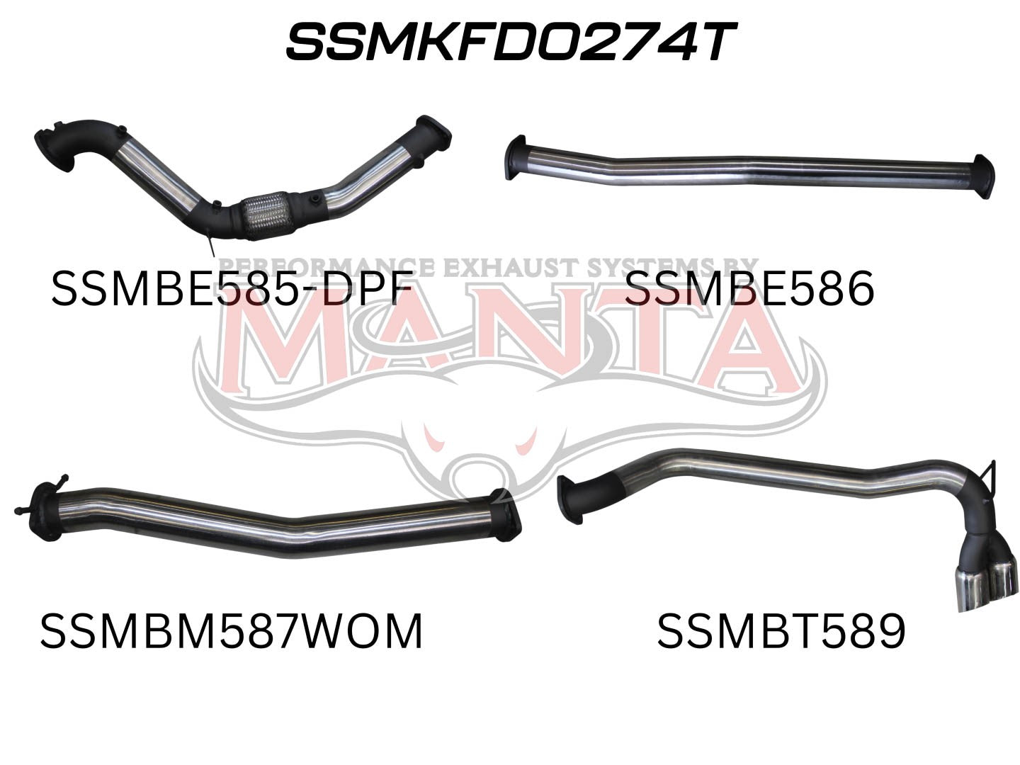 Ford Ranger Manta Turbo Back Exhaust (3.2L PX2/PX3 2016+)