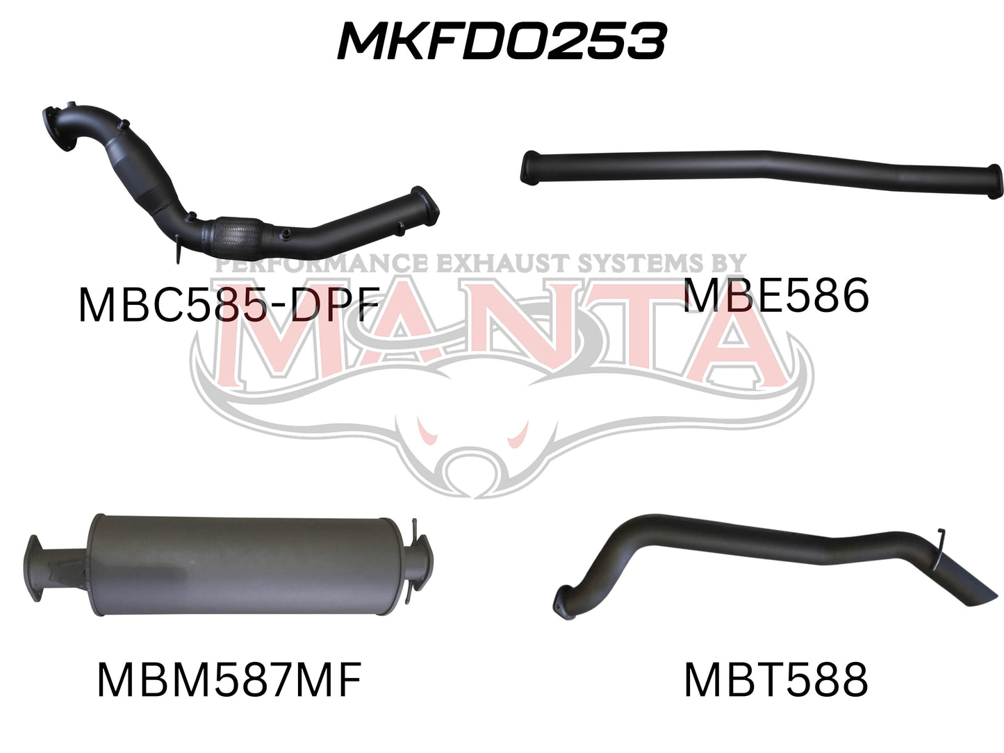 Ford Ranger Manta Turbo Back Exhaust (3.2L PX2/PX3 2016+)