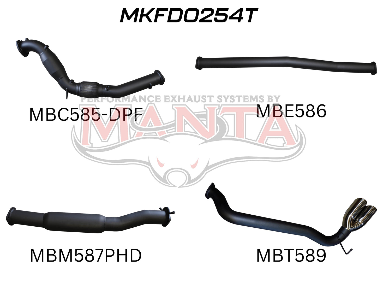 Ford Ranger Manta Turbo Back Exhaust (3.2L PX2/PX3 2016+)