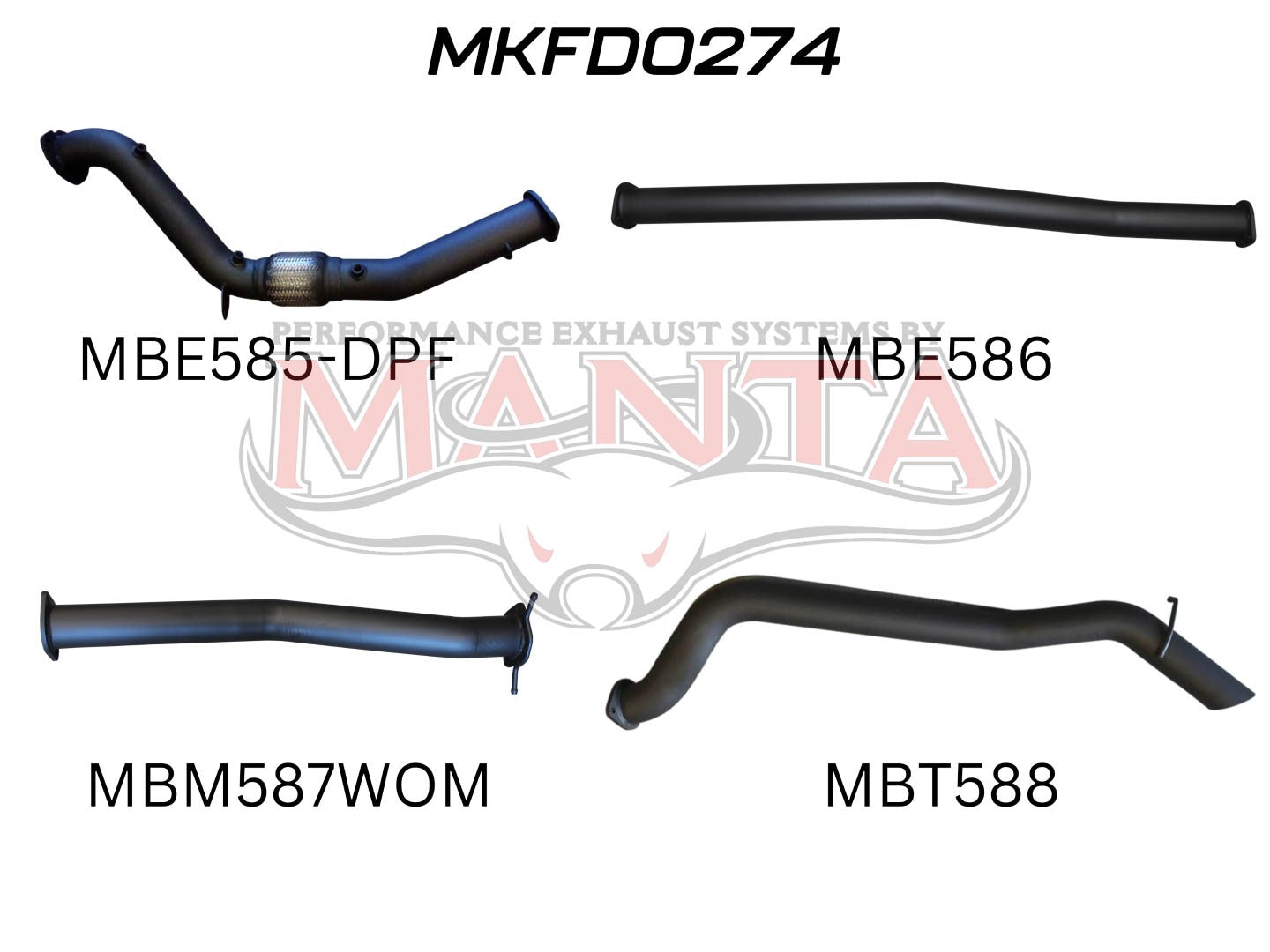 Ford Ranger Manta Turbo Back Exhaust (3.2L PX2/PX3 2016+)