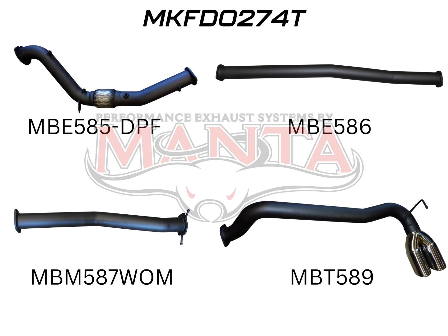 Ford Ranger Manta Turbo Back Exhaust (3.2L PX2/PX3 2016+)